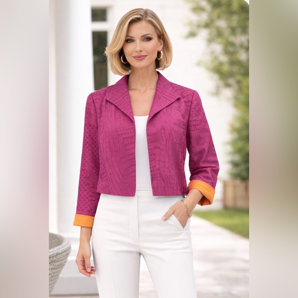 Coldwater Creek Fuchsia Blazer with Orange Cuffs